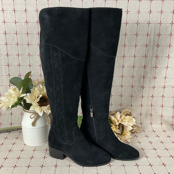 Vince Camuto Kreesell Over the Knee Black Suede Riding Boots Size 6 NWOB - Picture 1 of 10